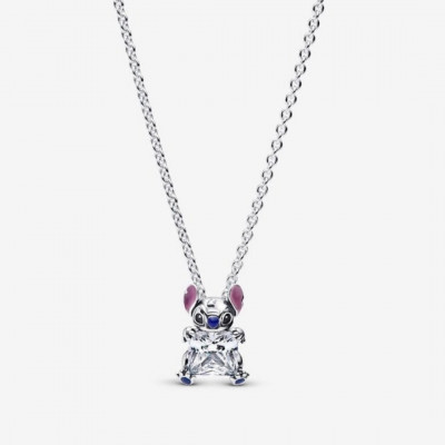 Disney Stitch pendant necklace with clear cubic zirconia, purple, blue and black enamel