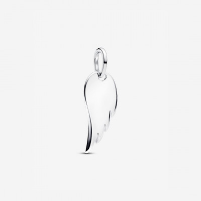 Engravable angel wing sterling silver dangle