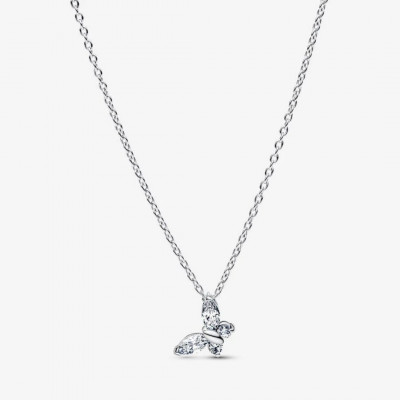 Butterfly sterling silver collier with clear cubic zirconia