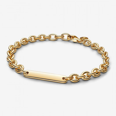 Engravable bar 14k gold-plated bracelet