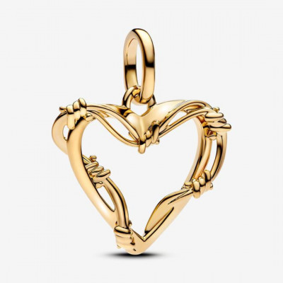 Barb wire 14k gold-plated medallion