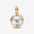 Bee sterling silver and 14k gold-plated medallion with clear cubic zirconia