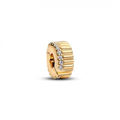 14k gold-plated clip with clear cubic zirconia and silicone grip