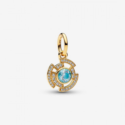 Marvel Iron Man 14k gold-plated dangle with clear cubic zirconia and glow in the dark enamel