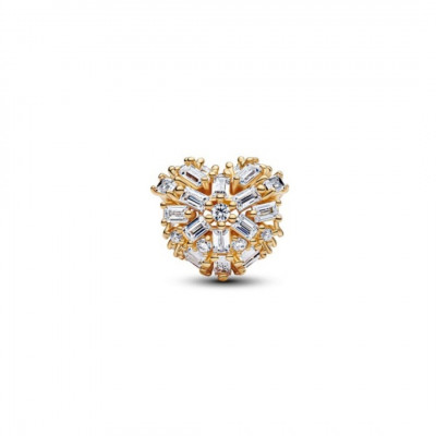 Heart 14k gold-plated charm with clear cubic zirconia