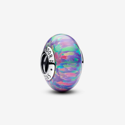 Sterling silver charm with lavender  purple lab-created opal
