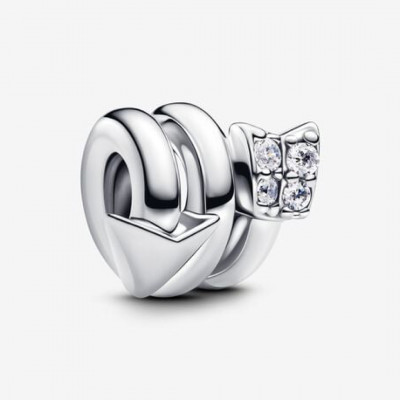 Arrow sterling silver charm with clear cubic zirconia