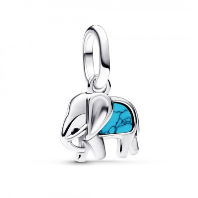 Elephant sterling silver mini dangle with turquoise stone