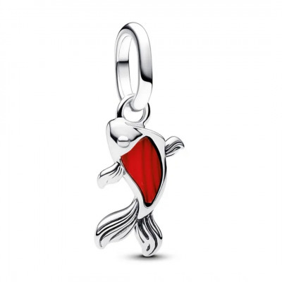 Koi fish sterling silver mini dangle with red Murano glass and green stones