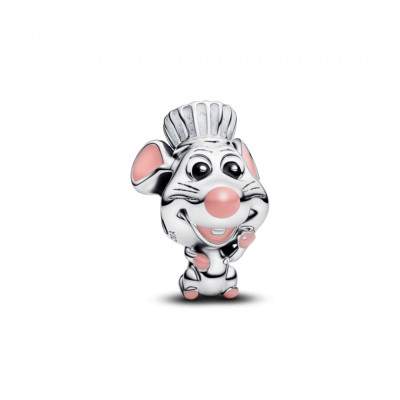 Disney Pixar Remy sterling silver charm with black, hyper glitter enamel