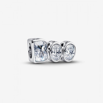 BOO sterling silver charm with clear cubic zirconia and glow in the dark enamel