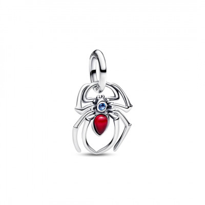 Marvel Spider sterling silver dangle with sky blue and fuchsia rose crystal