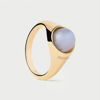 AN Blue lace agate Moon ring 8