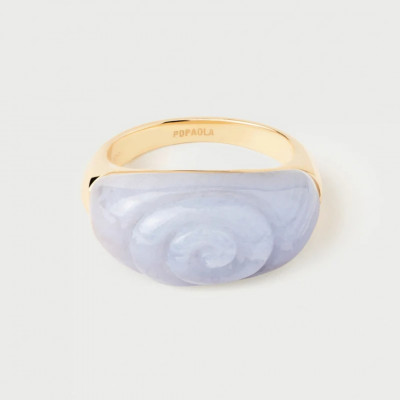 AN Blue lace agate Shell ring 10