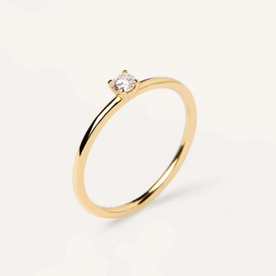 AN Diamonds and gold Solitaire Medium Ring 14