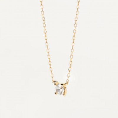 CO Diamonds and Gold Solitaire Mini Necklace U