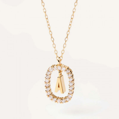 CO Diamonds and Gold Letter A Necklace U