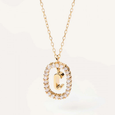 CO Diamonds and Gold Letter C Necklace U