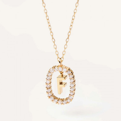 CO Diamonds and Gold Letter F Necklace U