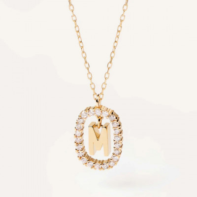 CO Diamonds and Gold Letter M Necklace U